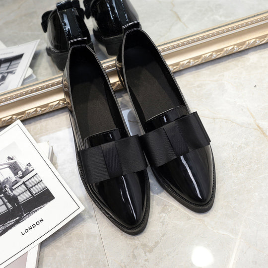 Damen elegante Ballerinas mit breitem Schleifenelement EB