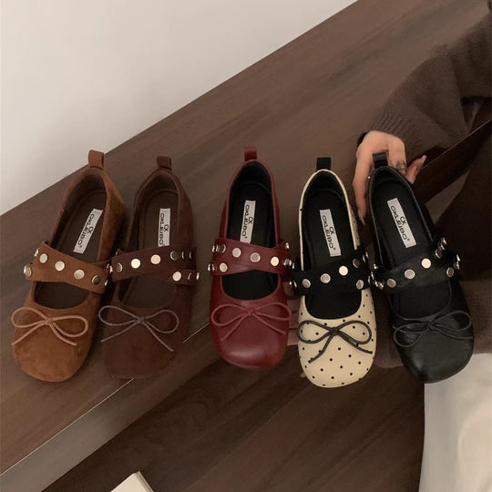 Damen Ballerinas mit verspieltem Schleifen-Design und modischem Riemen EB
