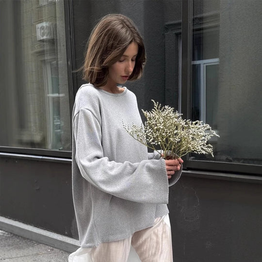 Damen Lässiger Strickpullover mit weitem Schnitt EB