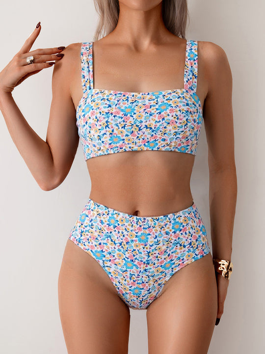 Damen Hochtailliertes Badeset mit floralem Muster EB
