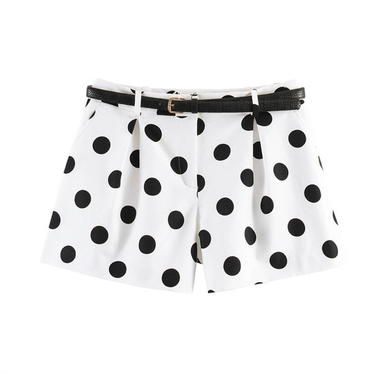 Damen elegante Polka-Dot-Shorts mit Gürtel EB