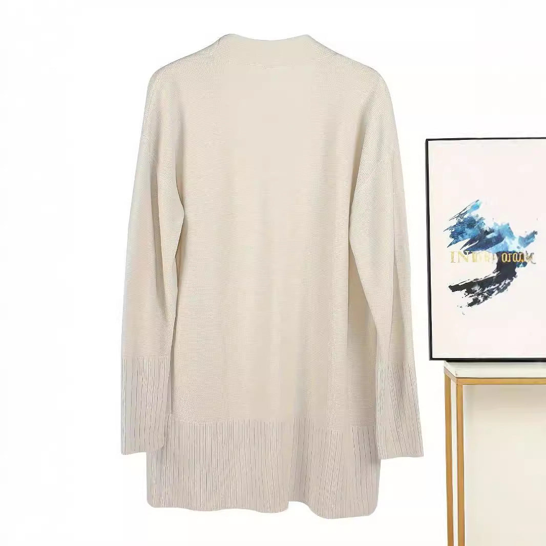 Damen lässiger Strickcardigan mit offenen Vorderteilen und praktischen Taschen EB