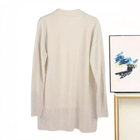 Damen lässiger Strickcardigan mit offenen Vorderteilen und praktischen Taschen EB