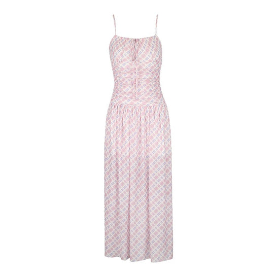 Damen Maxikleid mit Spaghettiträgern und eleganter Raffungen EB