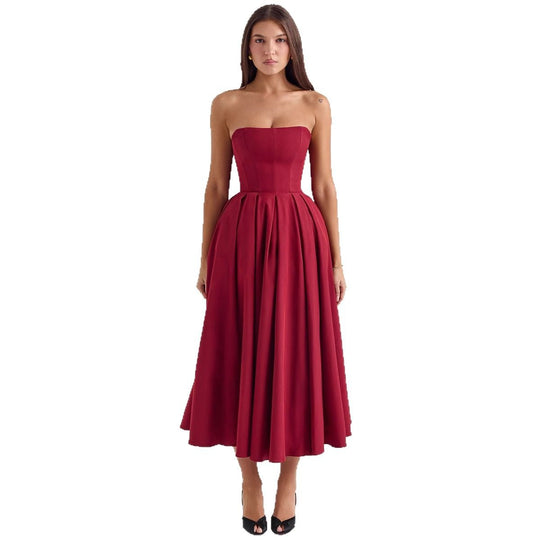 Damen Hochgeschlossenes Abendkleid mit ausgestelltem Rock EB