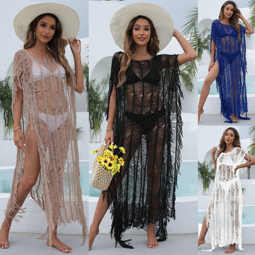 Damen eleganter Strandsarong mit fransigen Akzenten EB