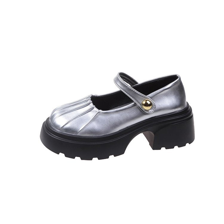 Damen elegante Mary Jane Absatzschuhe mit dekorativem Knopfdetail EB