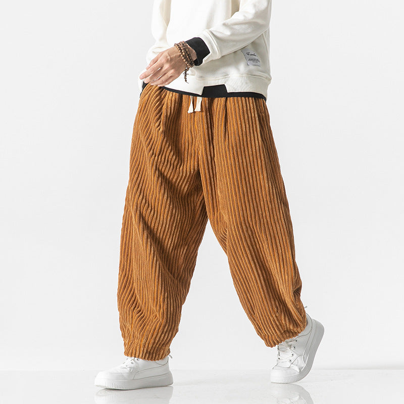 Herren nan weite Breitcord-Hose mit elastischem Bund, Kordelzug und tiefen Eingrifftaschen EB