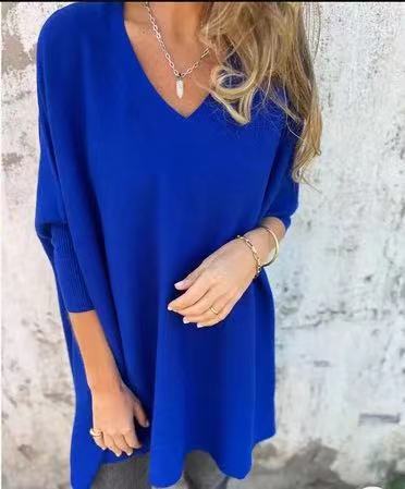 Damen V-Ausschnitt Oversized Pullover EB