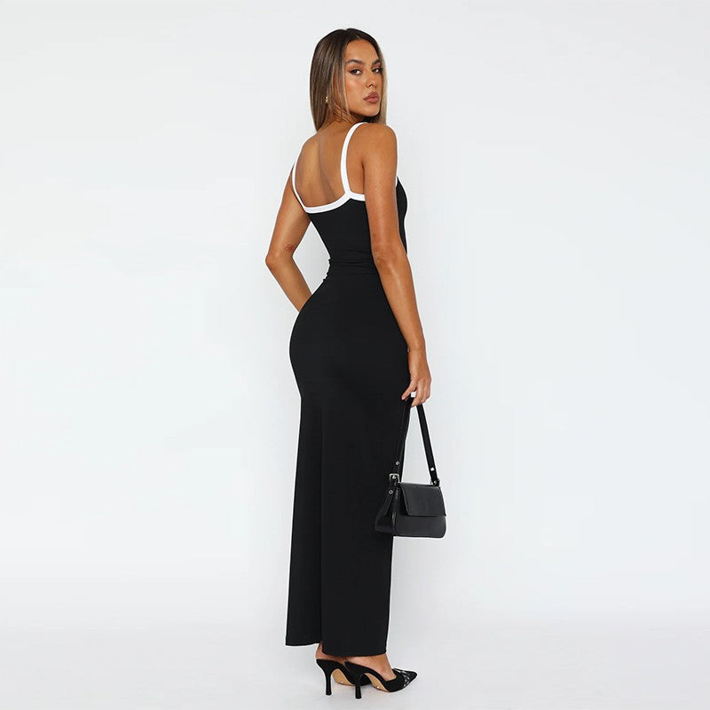Damen Langärmliges Maxikleid mit elegantem Ausschnitt und figurbetonendem Schnitt EB
