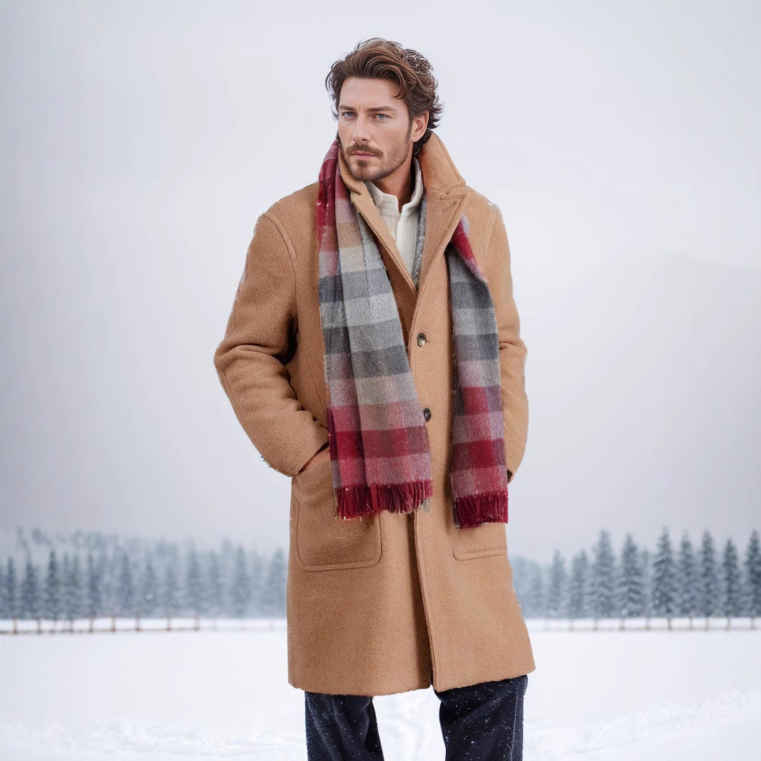 Herren eleganter Wollmantel mit doppelter Knopfreihe und praktischen Eingrifftaschen EB