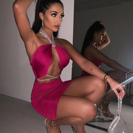 Damen figurbetontes Minikleid mit funkelnden Akzenten EB