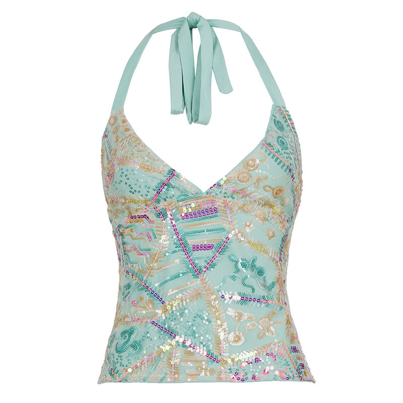 Damen Glamouröses Top mit eleganten Pailletten-Details EB