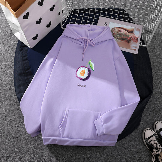 Damen nan oversized Kapuzenpullover mit Avocado-Print, weichem Fleece-Innenfutter und frontaler Eingriffstasche EB