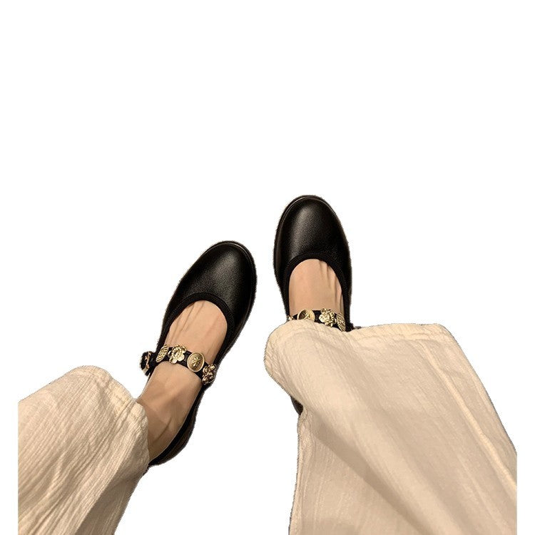 Damen Elegante Ballerinas mit verzierten Riemchen EB
