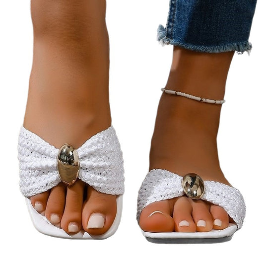 Damen Trendige Riemensandalen mit dekorativem Schleifendetail EB