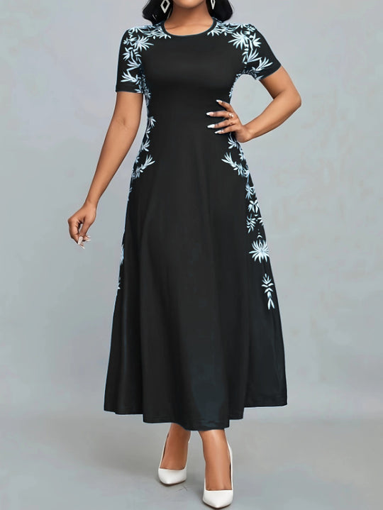Damen Elegantes Maxikleid mit floralen Stickereien EB
