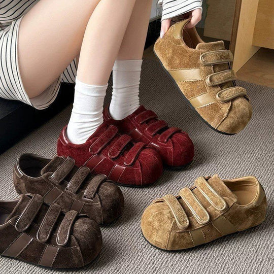 Damen Clogs mit praktischem Klettverschluss und weichem Wildlederobermaterial EB