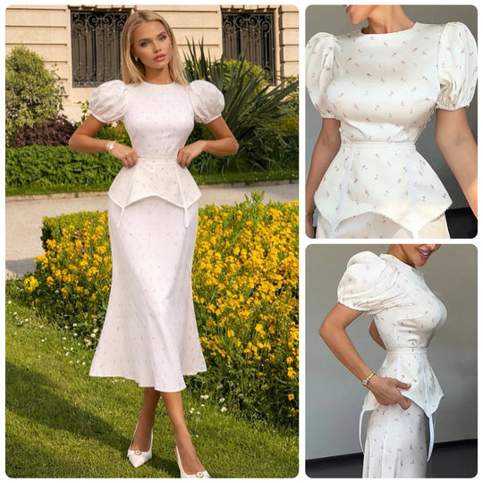 Damen Elegantes Oberteil mit Puffärmeln und verspieltem Taillierungsdetail EB