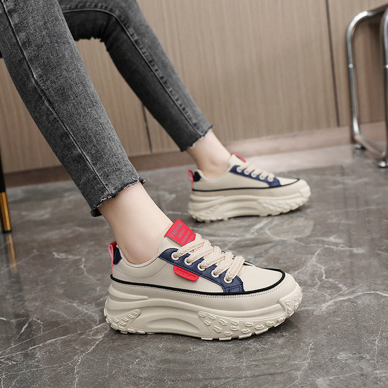Damen sportliche Plattform Sneakers mit dämpfender Laufsohle und atmungsaktivem Obermaterial EB