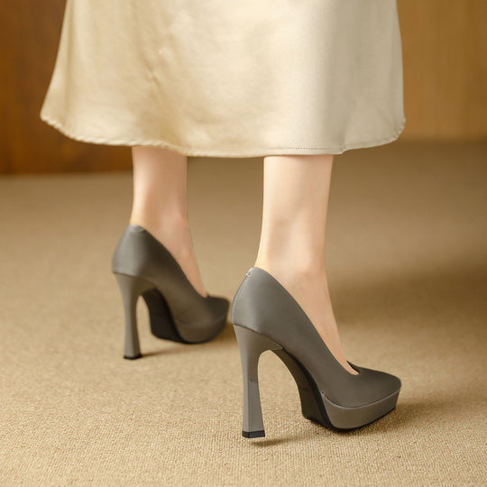 Damen Elegante Plateau-Pumps mit transparenter Absatzgestaltung EB