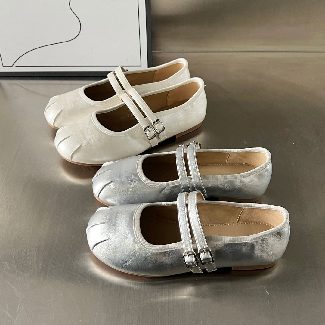 Damen Ballerinas mit elegantem doppeltem Riemen und weicher Innensohle EB