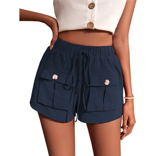 Damen lässige Shorts mit praktischen Taschen und komfortablem Kordelzug EB