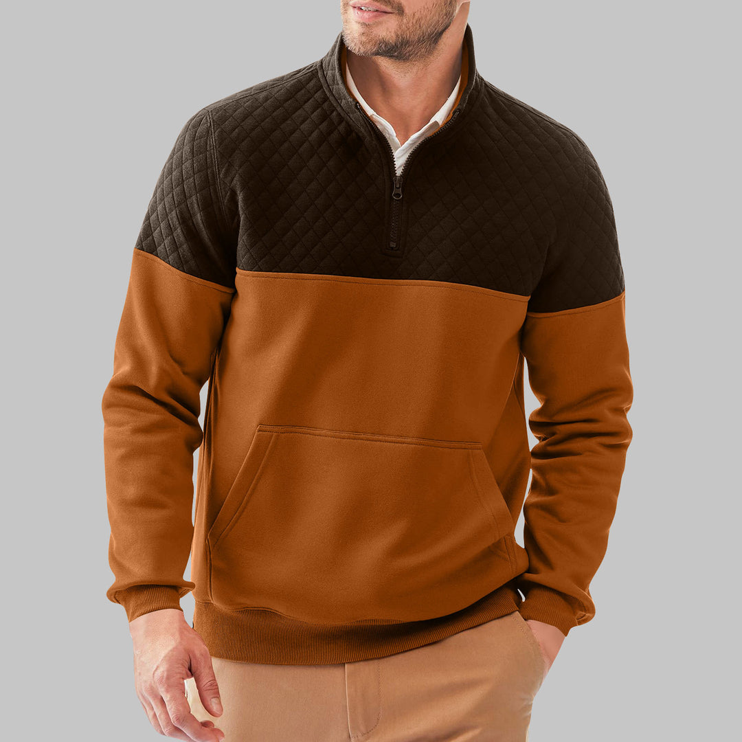 Herren Stepppullover mit hohem Kragen und praktischer Kängurutasche EB