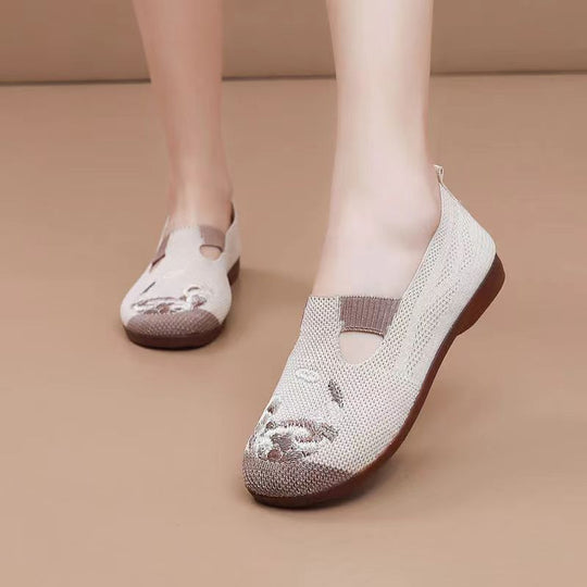 Damen elegante und atmungsaktive Ballerinas mit floralem Muster EB