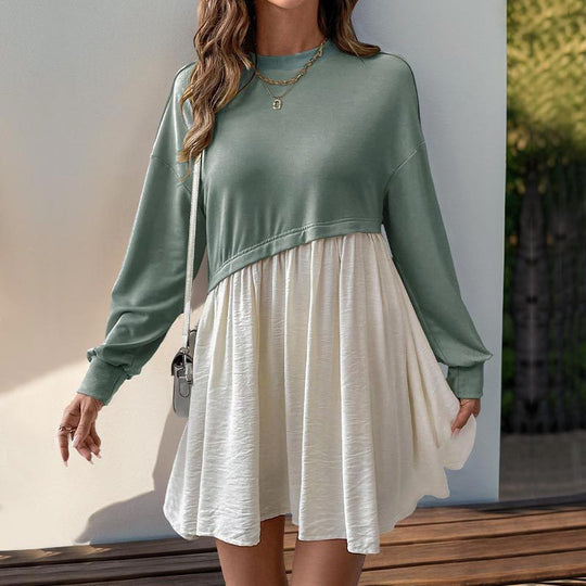 Damen Freizeitkleid mit lässigem Oberteil und fließendem Rock EB