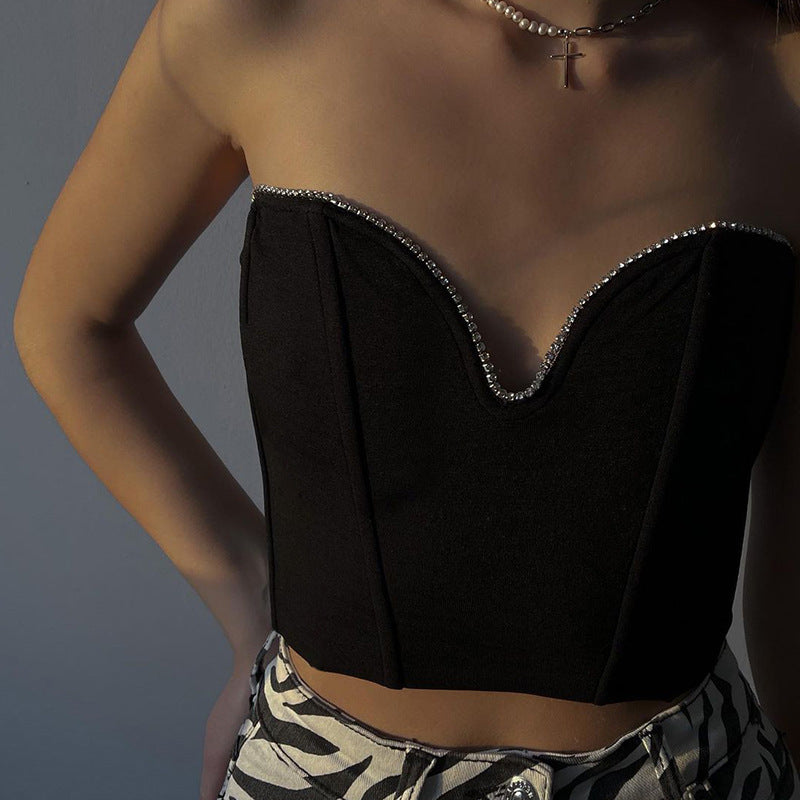 Damen Bustier-Oberteil mit herzförmigem Ausschnitt und elegantem Glamour EB