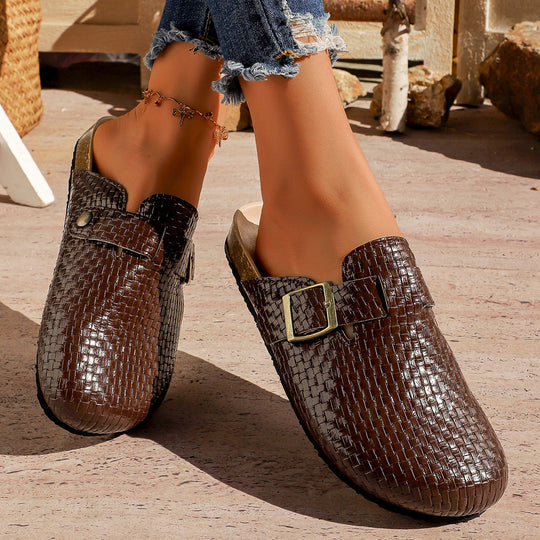 Damen Komfortable Clogs mit modischem Flecht-Design EB