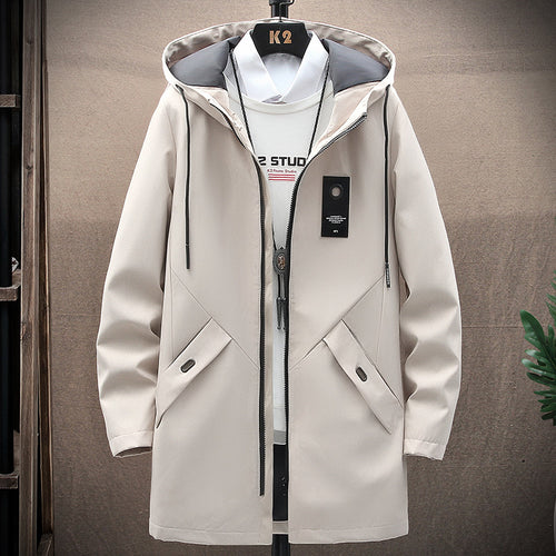 Herren nan urbaner Midlength Tech-Parka mit Kapuze, verdecktem Reißverschluss und winddichter Beschichtung EB