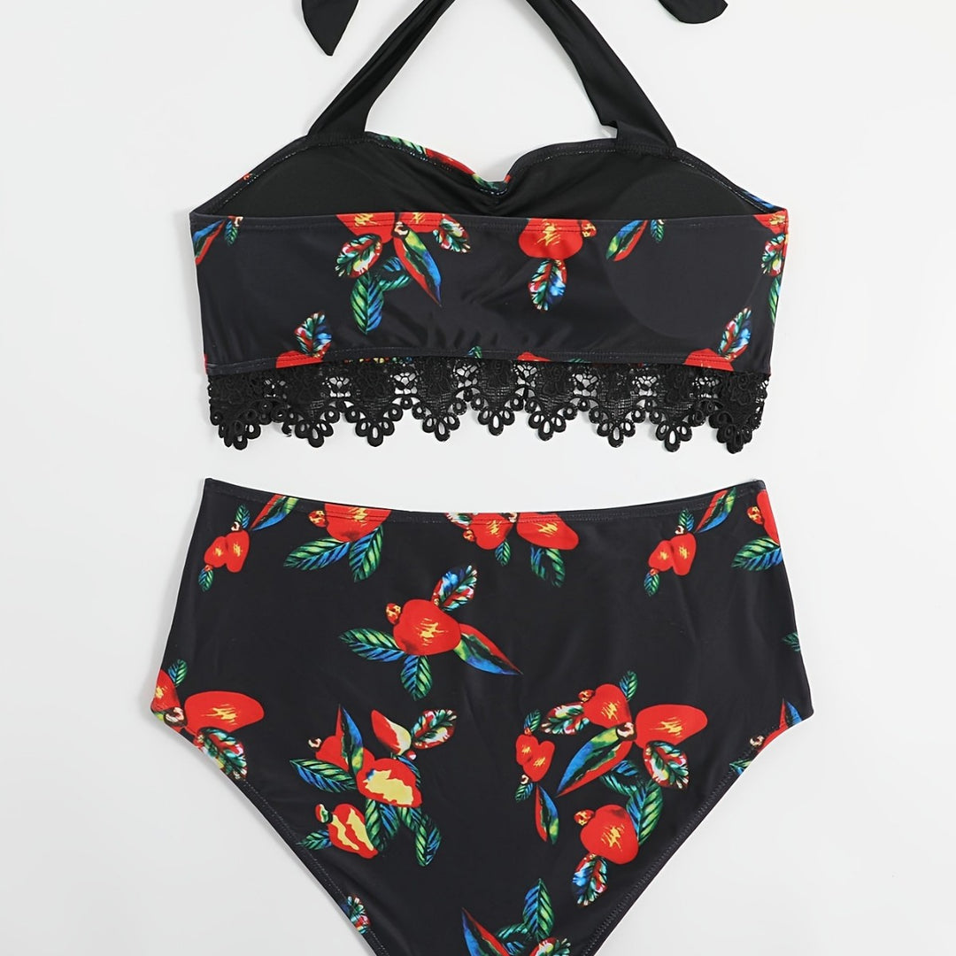 Damen Zweiteiliges Badeanzug-Set mit floralem Design EB