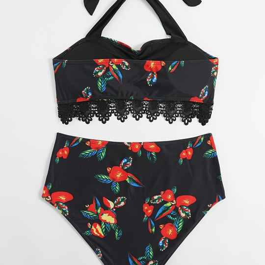 Damen Zweiteiliges Badeanzug-Set mit floralem Design EB