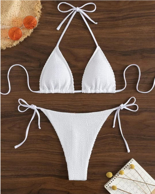 Damen Triangel-Bikini mit verspielten Bindebändern EB