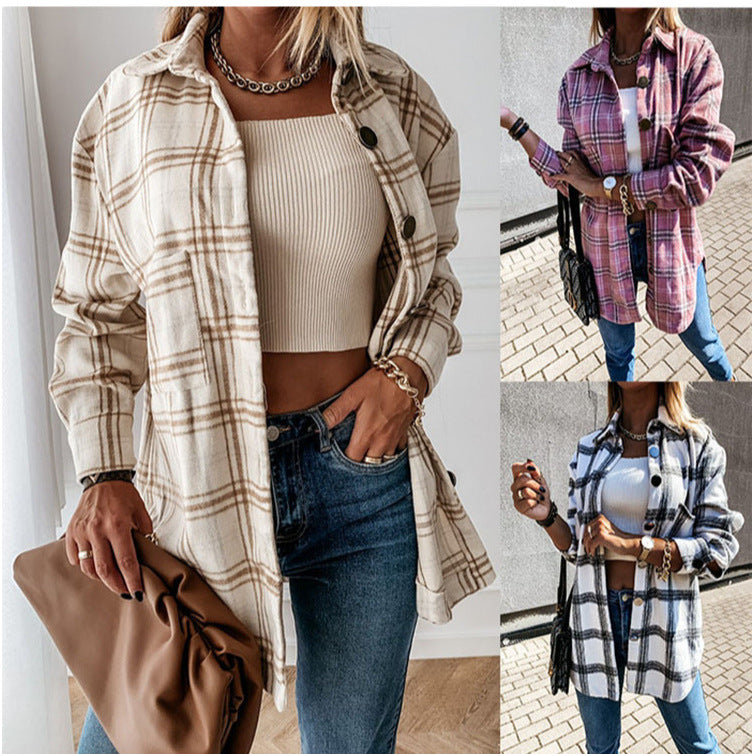 Damen Karomuster Überhemdjacke EB