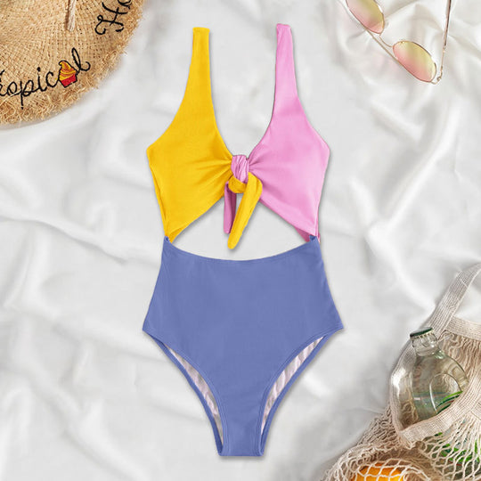 Damen Triangel-Bikini-Set mit verstellbarem Knotendesign EB
