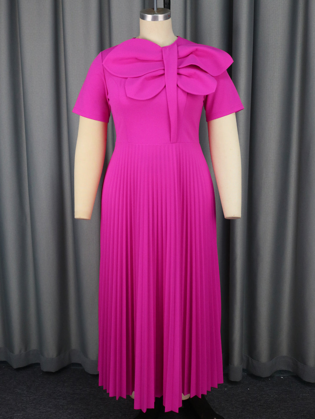 Damen Elegantes Midikleid mit voluminösem Schleifenakzent EB