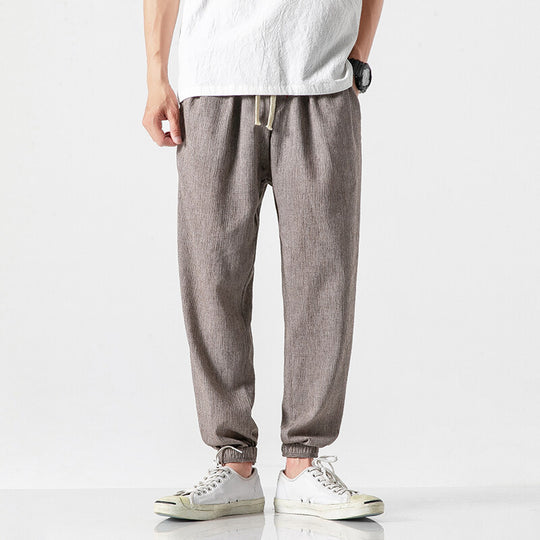 Herren nan leichte Leinenhose mit Tunnelzug und elastischen Bündchen EB