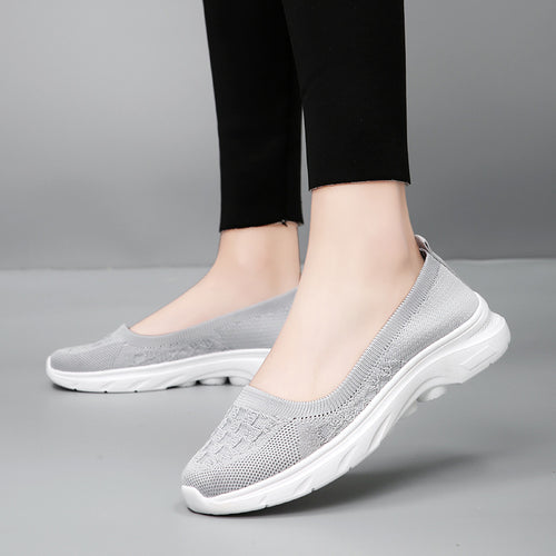 Damen nan Hybrid-Ballerina-Sneaker mit nahtlosem Strickobermaterial, ergonomischem Komfortfußbett und griffiger Laufsohle EB