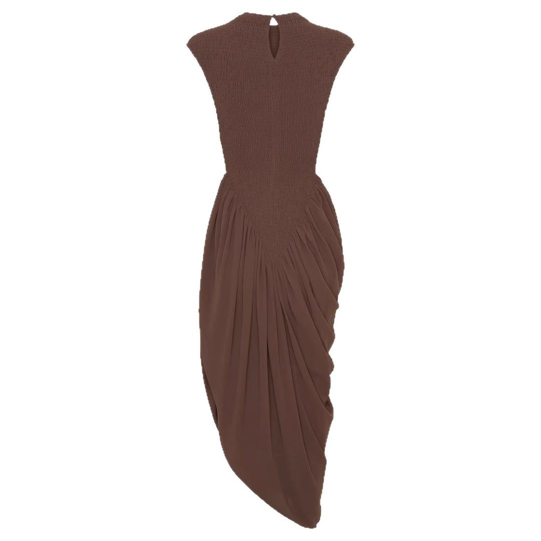 Damen Elegantes asymmetrisches Kleid mit strukturiertem Oberteil und fließendem Rock EB