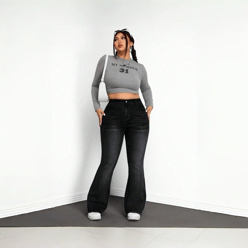 Damen Flared Jeans im Vintage-Design mit hohem Bund und komfortabler Passform EB