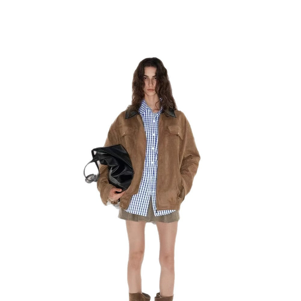 Damen Modische Oversized Weste aus hochwertigem Wildleder EB