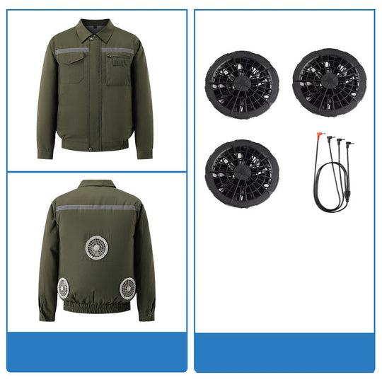 Herren nan belüftete Arbeitsjacke mit integrierten USB-Lüftern und externem Akkufach EB
