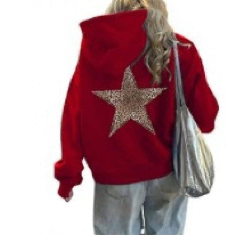 Damen Kapuzenpullover mit glitzerndem Sternmotiv EB