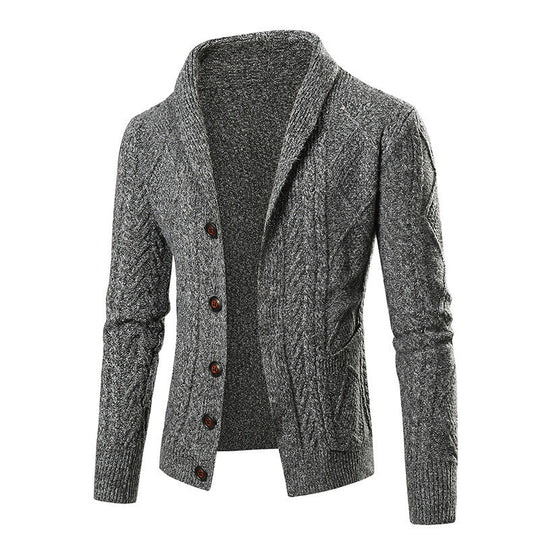 Herren nan grobgestrickte Strickjacke mit Schalkragen und Zopfmuster EB