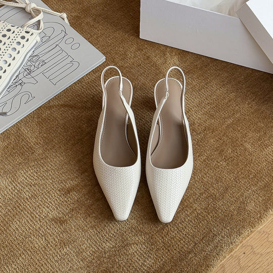 Damen Slingback Pumps aus hochwertigem Leder mit raffiniertem Flechtmuster EB