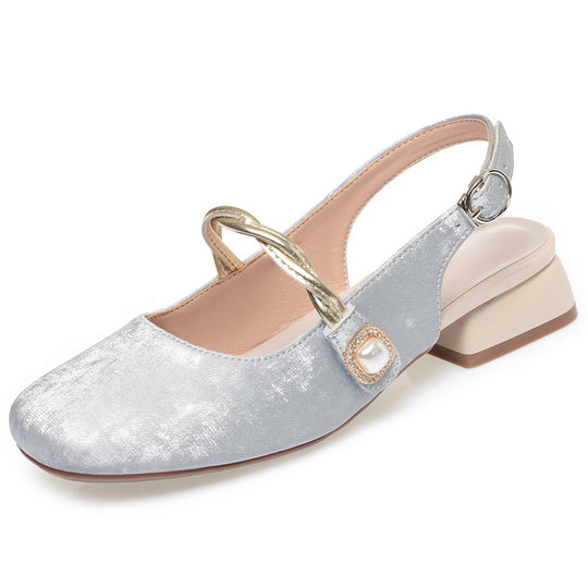 Damen Sling-Schuhe mit modischem Riemendesign und elegantem Blockabsatz EB