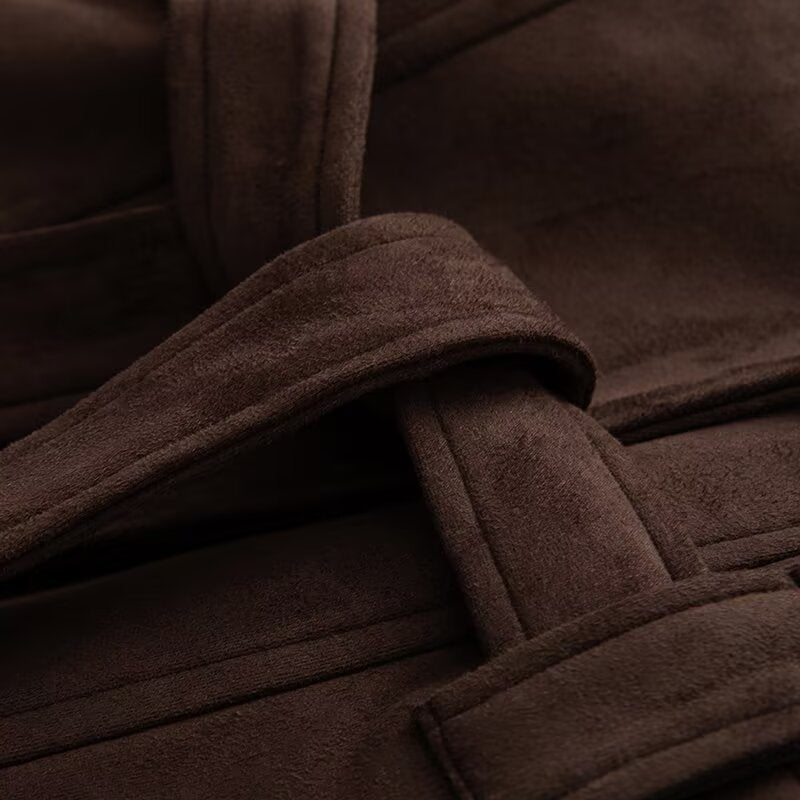 Damen elegante Wildlederjacke mit Taillengürtel EB